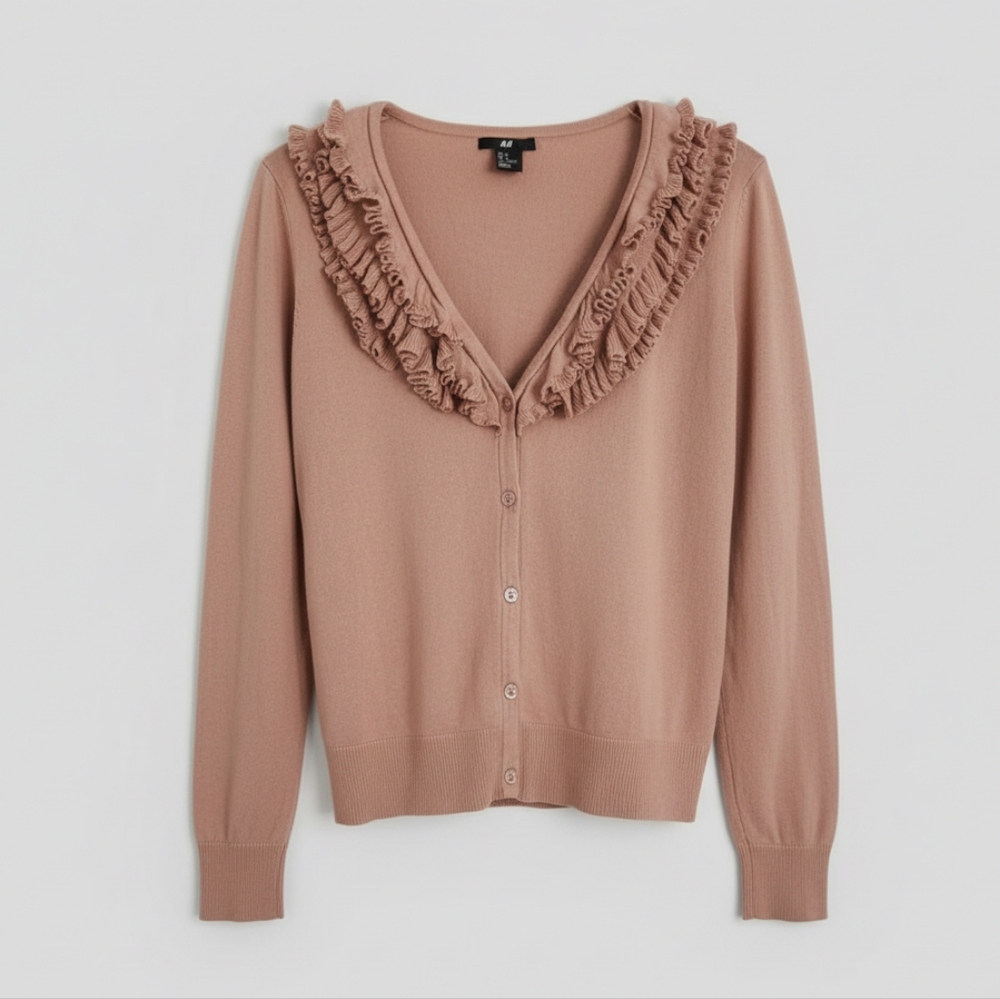 H&M Victorian Ruffled Shabby Chic Cardigan Sweater M
